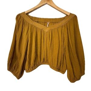 Free People Lou Lou Crop Top, Golden Syrup color, Sz: M
